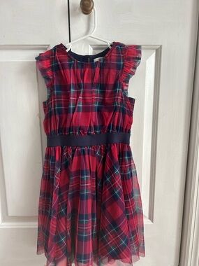 Lot : Vineyard Vines Plaid Dress, long sleeve T & crew cuts green velvet jumper.